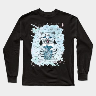 Emotional cat. Blue Long Sleeve T-Shirt